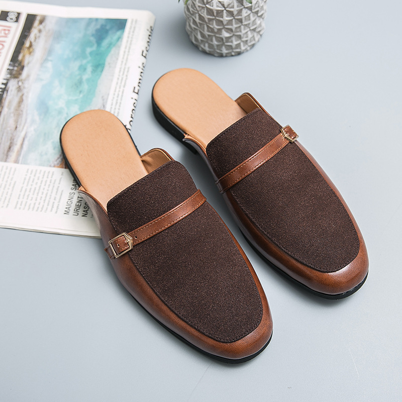 Trendy Heelless Half Slippers Casual Leather Shoes