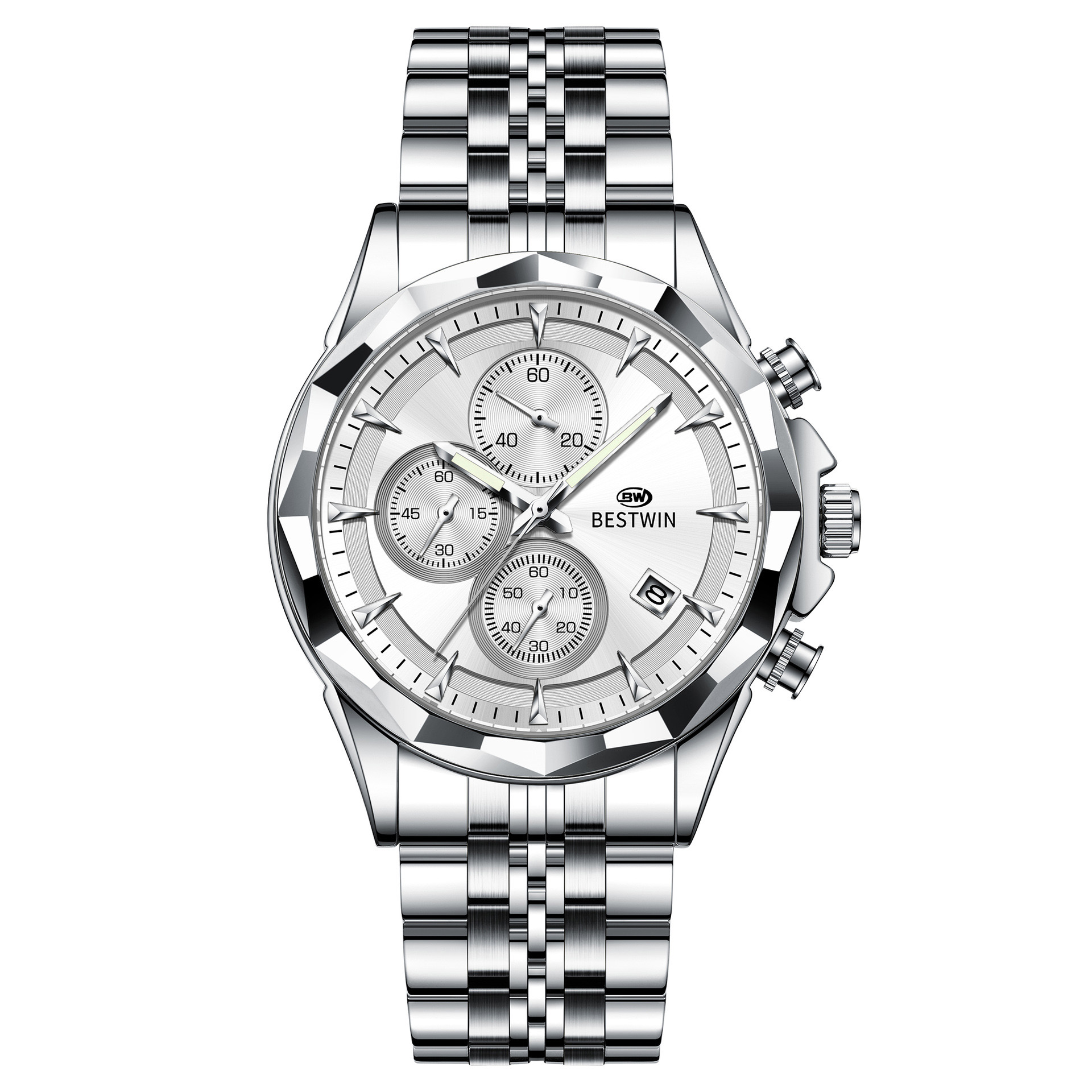 Men's Multifunctional Calendar Chronograph Stainless Steel Watch