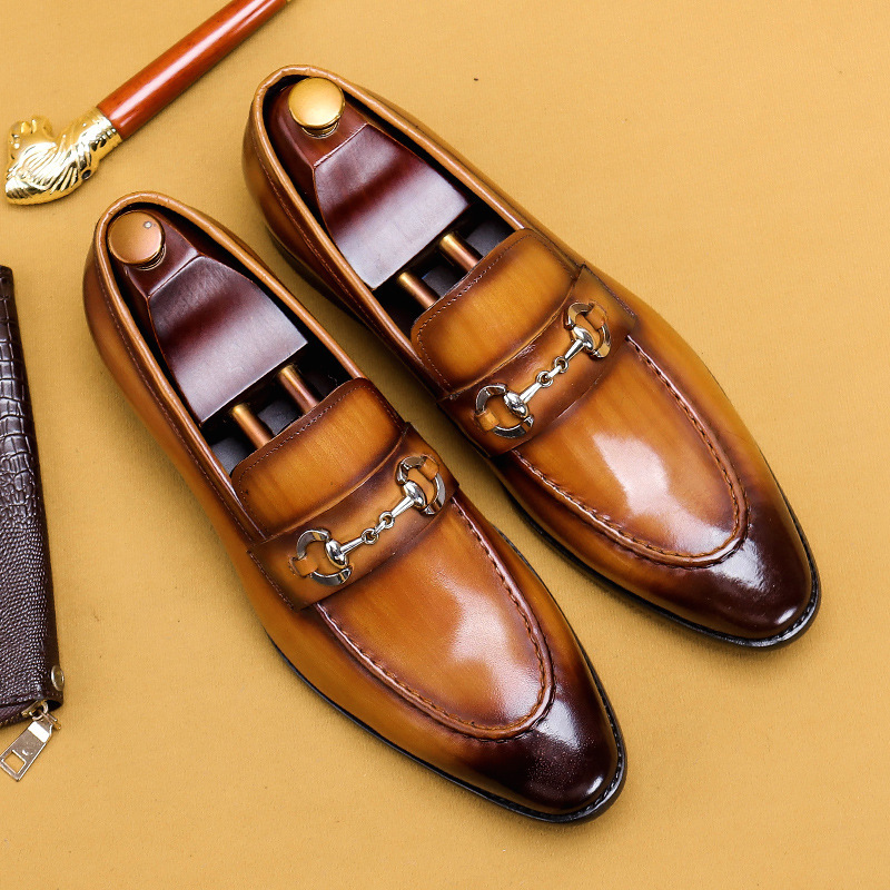 【Vip Exclusive】Casual Leather Shoes For Men Business Casual Shoes For Men Genuine Leather Pointed Loafers British Men'S Shoes