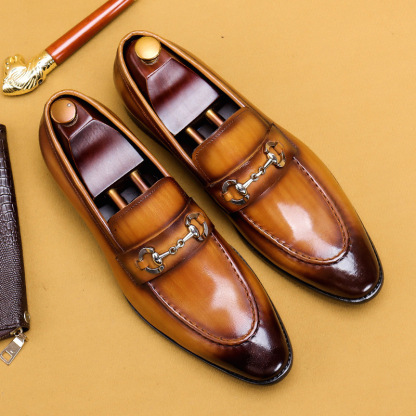 【Vip Exclusive】Casual Leather Shoes For Men Business Casual Shoes For Men Genuine Leather Pointed Loafers British Men'S Shoes
