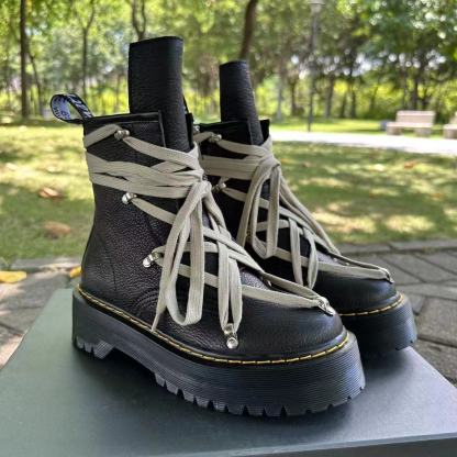 RO joint thick-soled lychee-grained joint Martin boots for men and women with side zippers, top-layer cowhide boots, motorcycle high street shoes