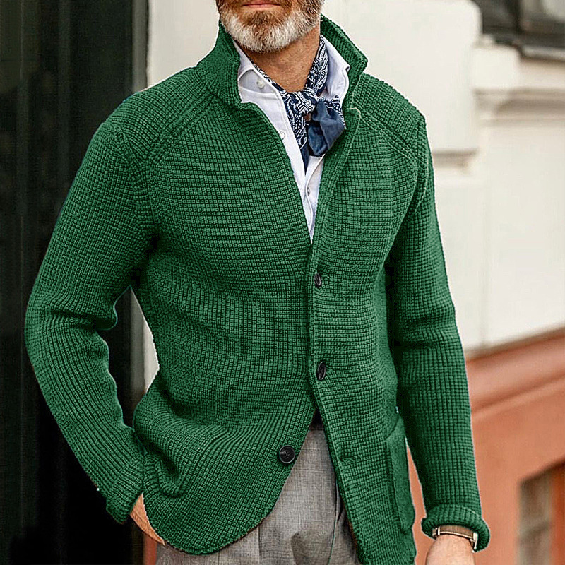 European and American sweaters men's slim stand collar knitted cardigan autumn and winter jacket cross-border Amazon Europe station large size men's clothing