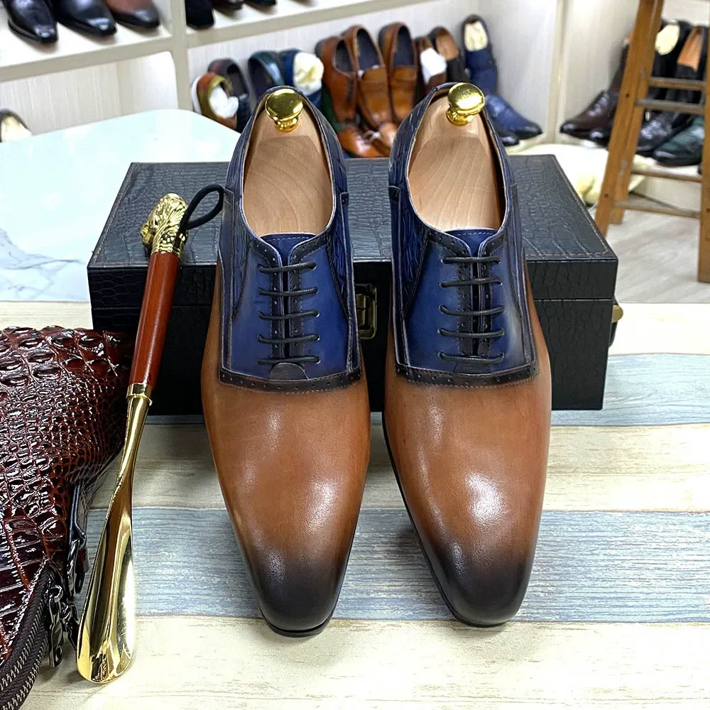 [Copy]Men's double buckle color matching genuine leather business casual shoes