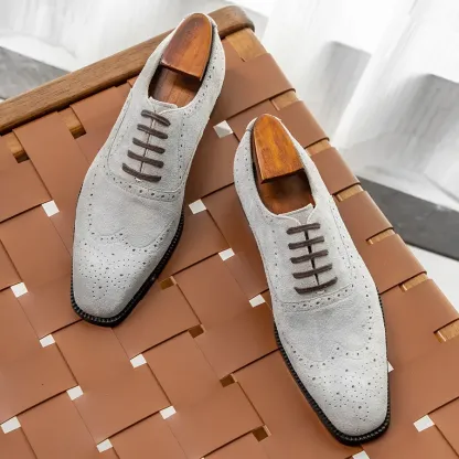 GUYSTEP™-2024 autumn new men's pointed toe British formal business frosted lace-up casual leather shoes