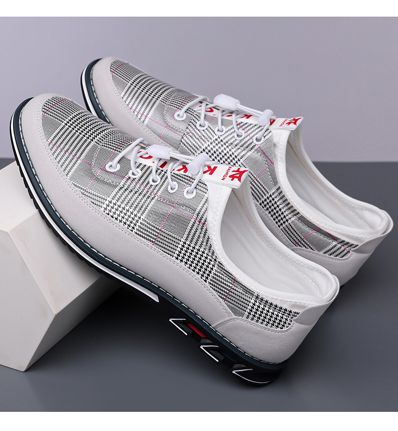 Plaid Patchwork Stretchy Soft-Bottom Breathable Casual Men's Sneakers