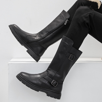 High-top Martin boots men's genuine leather cowhide parade boots knight leather boots men's long boots thick-soled cowboy boots 88056