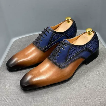 [Copy]Men's double buckle color matching genuine leather business casual shoes