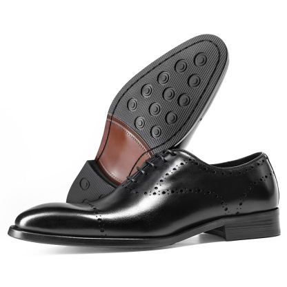 [Quality] Men's business formal leather shoes, cowhide British style brogue Oxford shoes for men