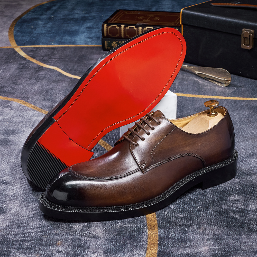 Derby shoes Men's genuine leather cowhide handmade leather shoes