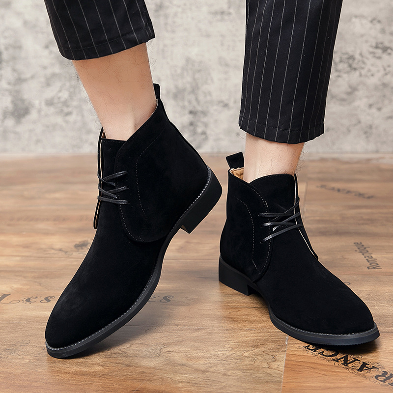 Large size casual mid-cut lace-up boots