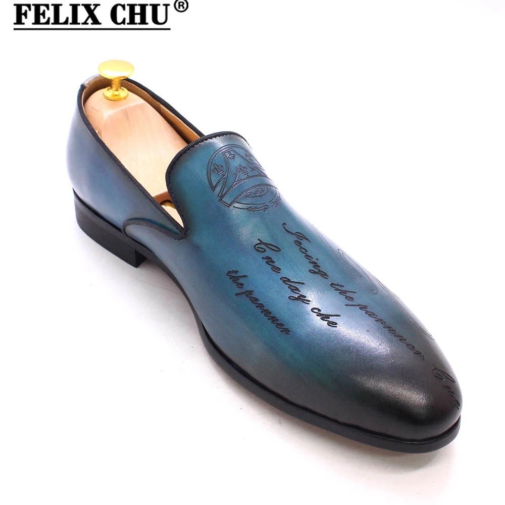 Italian style hand-painted letters men's shoes genuine leather formal shoes men's loafers one-step business casual shoes