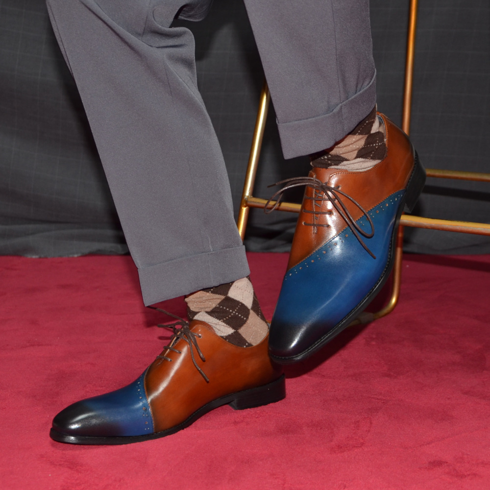 GUYSTEP™Men's all-match blue-brown cowhide formal business shoes