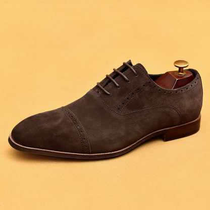 [VIP exclusive] Suede leather shoes men's casual shoes genuine leather suede cowhide business formal three-joint Oxford shoes