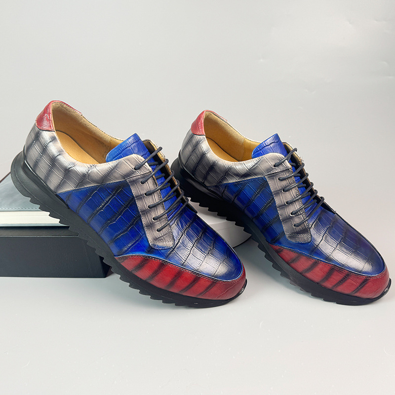 Men's leather casual shoes British style patent leather lace-up personality hot style men's leather shoes genuine leather men's shoes pure cowhide shoes