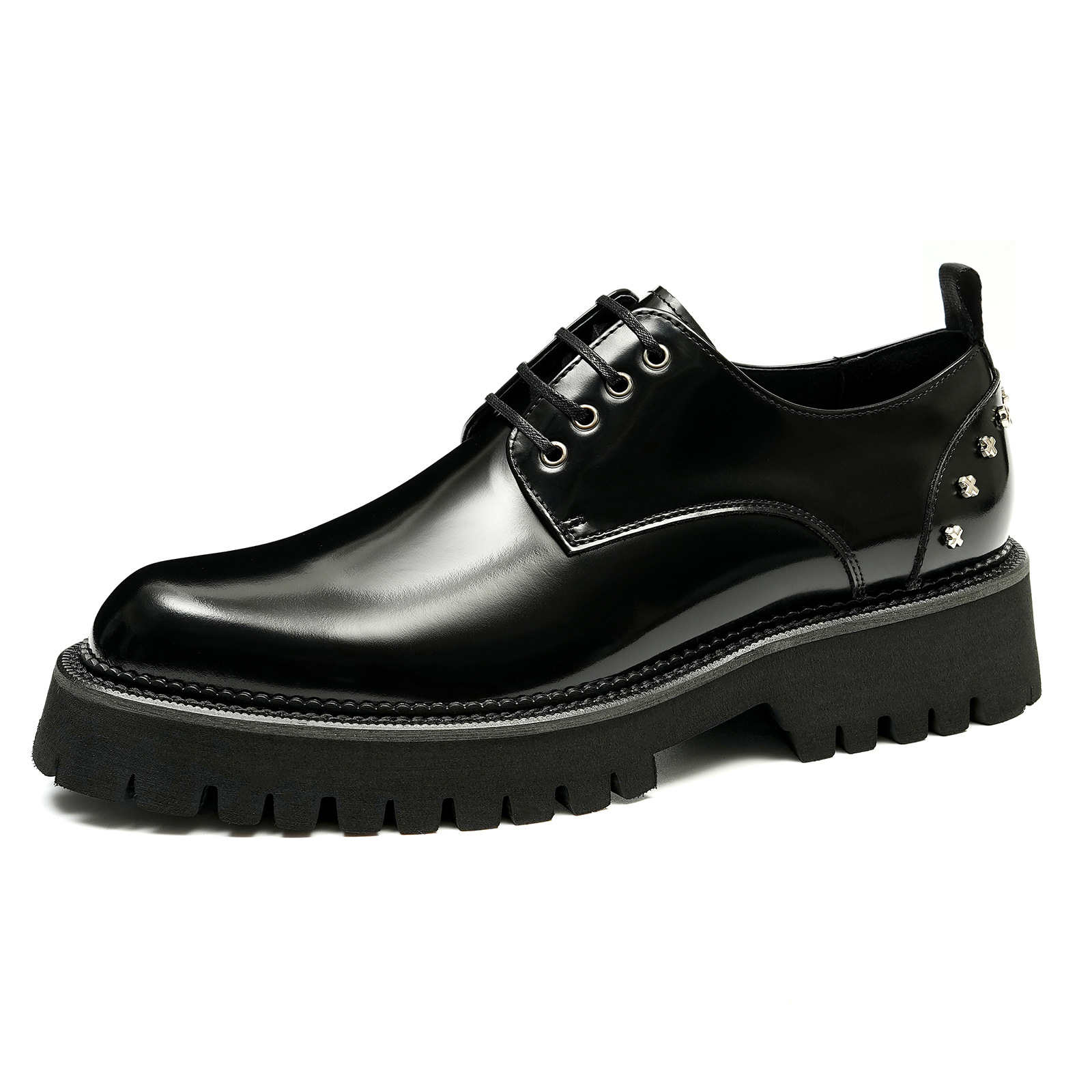 British style studded casual shoes, genuine leather shoes