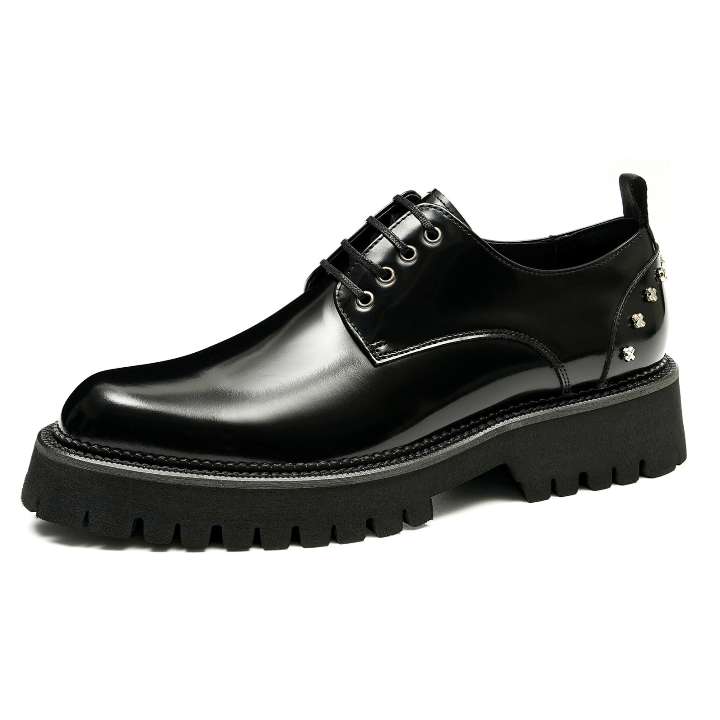 British style studded casual shoes, genuine leather shoes