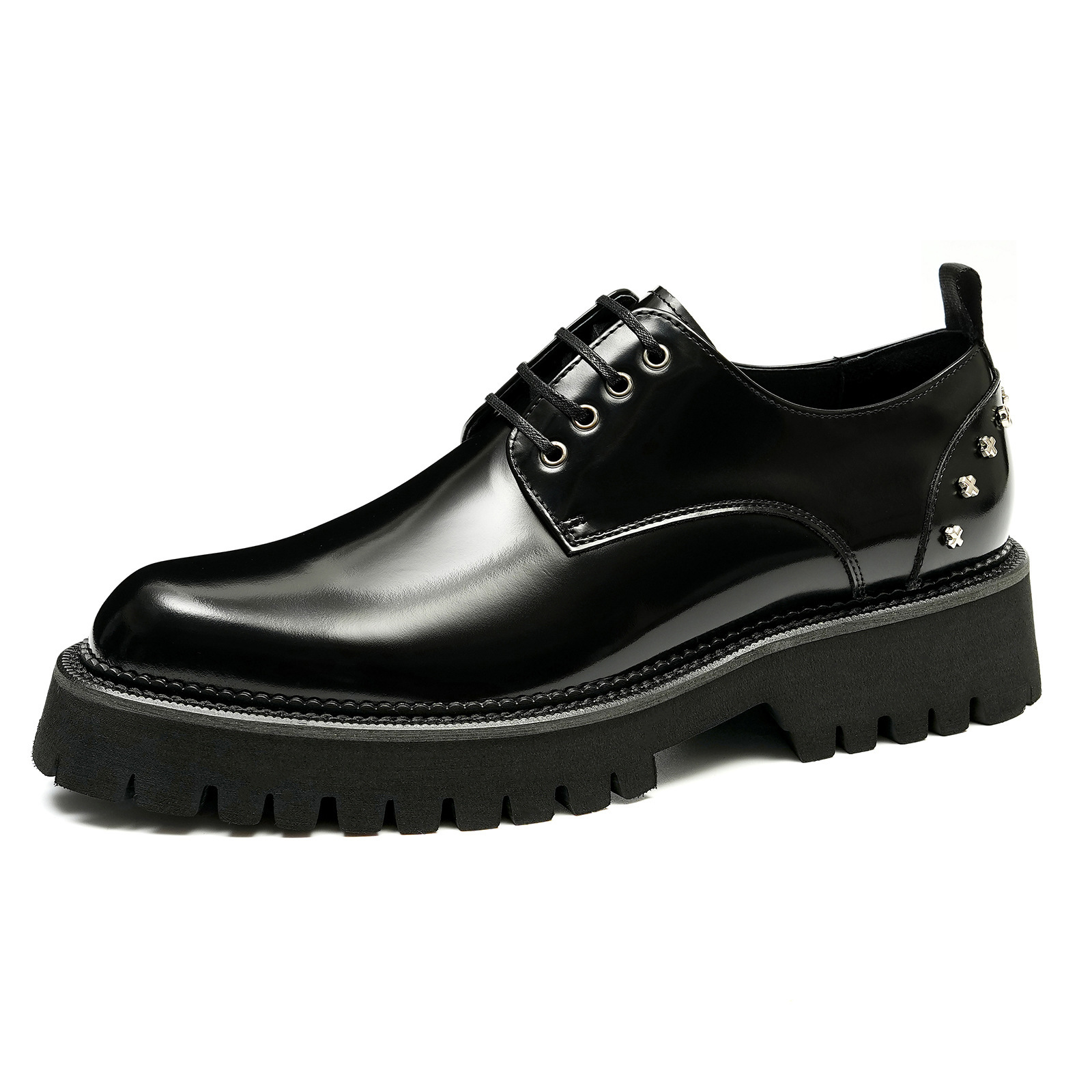 British style studded casual shoes, genuine leather shoes