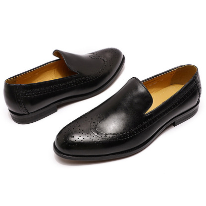 Men's simple round toe leather casual loafers