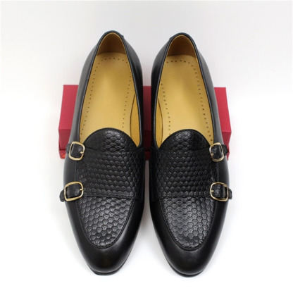 Men's double buckle casual genuine leather shoes
