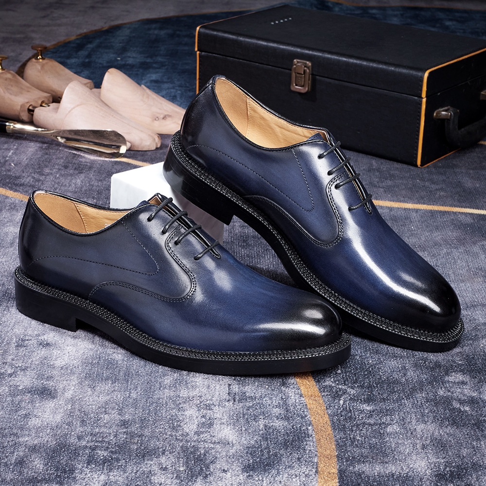 [Copy]Red bottom genuine leather lace-up men's versatile leather shoes