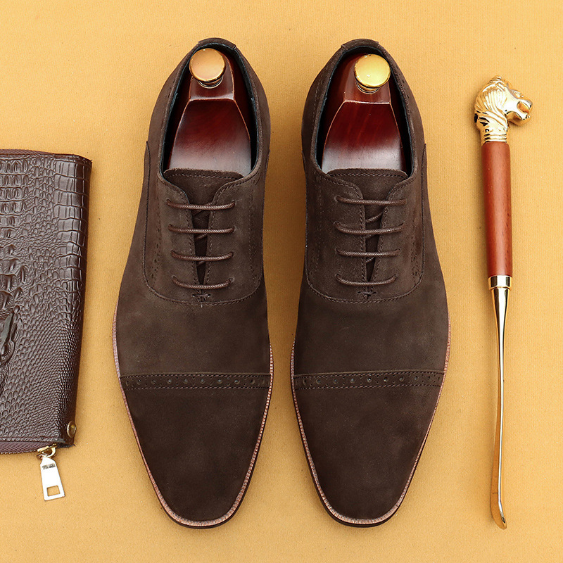 [VIP exclusive] Suede leather shoes men's casual shoes genuine leather suede cowhide business formal three-joint Oxford shoes