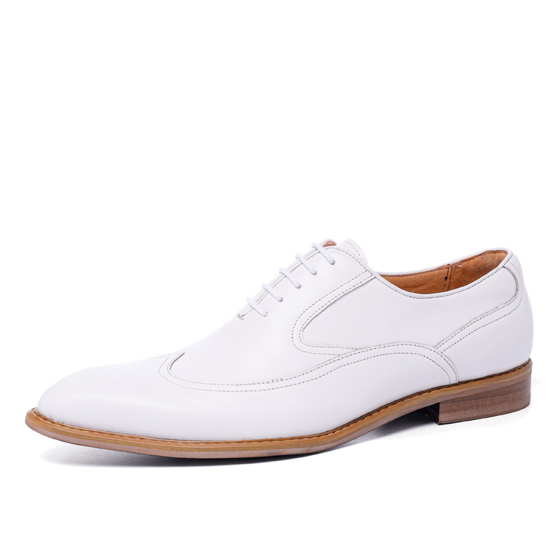 New style leather shoes men's genuine leather business formal men's cowhide British lace-up trendy wedding shoes men's shoes men's white