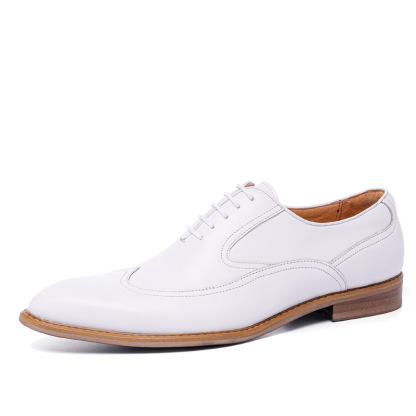 New style leather shoes men's genuine leather business formal men's cowhide British lace-up trendy wedding shoes men's shoes men's white