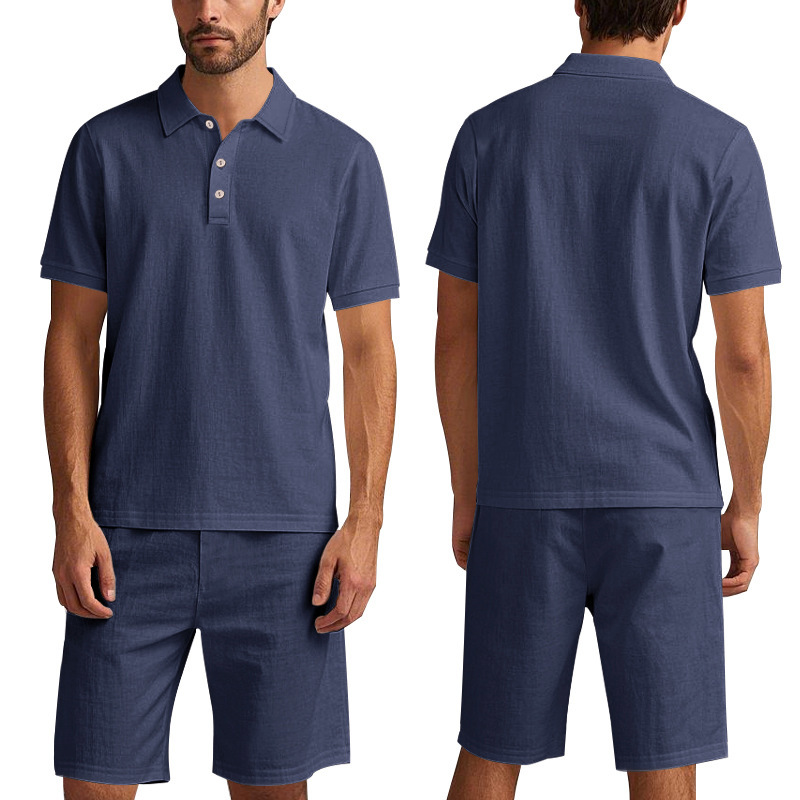 Men's Loose Linen Breathable Short-Sleeve and Shorts Set