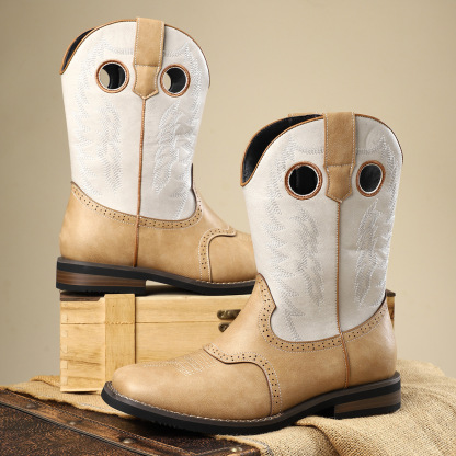 Classic Western Cowboy Boots Retro Embroidered Leather Boots Casual All-match Knight Boots Personality Fashion Cowboy Boots American Style