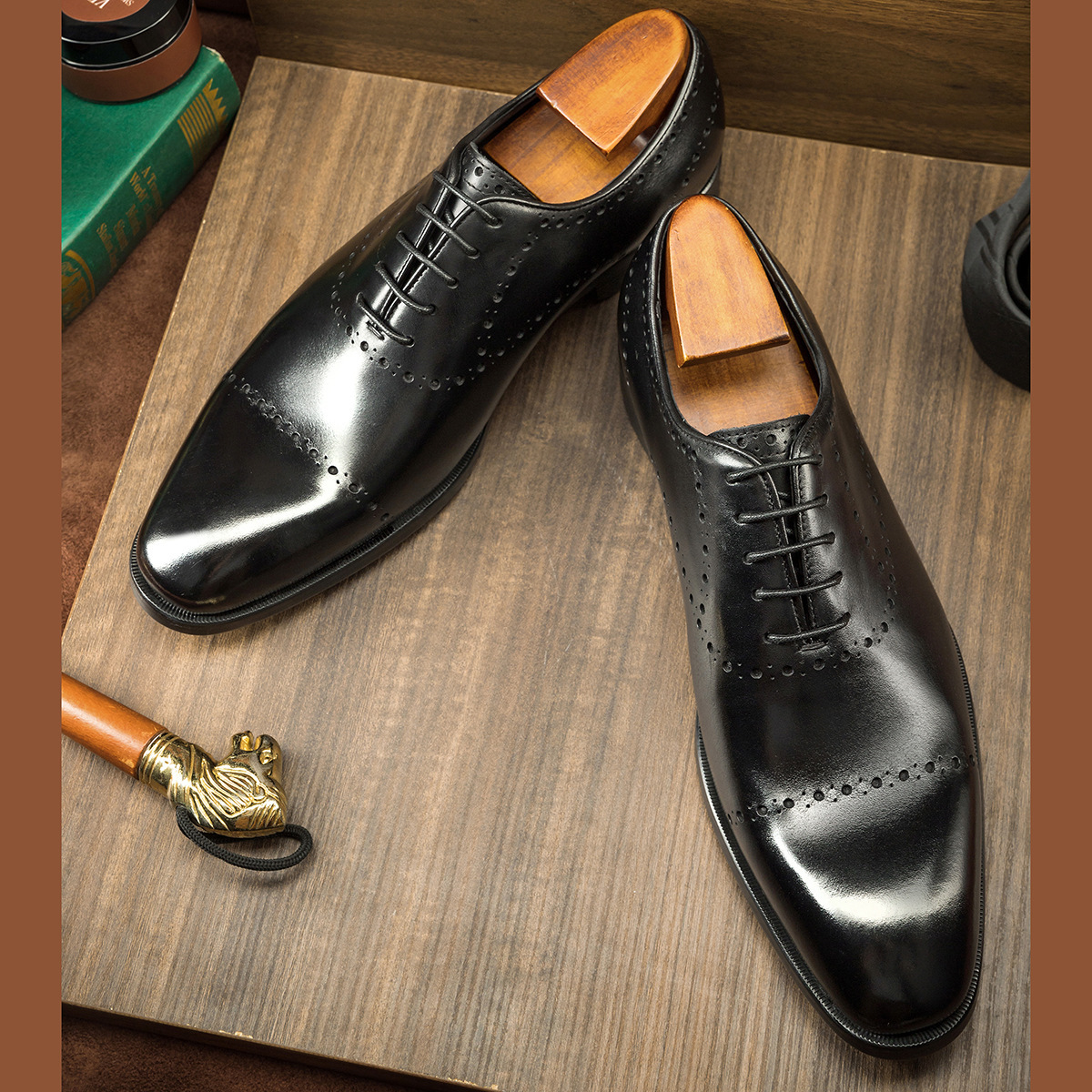 [Quality] Men's business formal leather shoes, cowhide British style brogue Oxford shoes for men