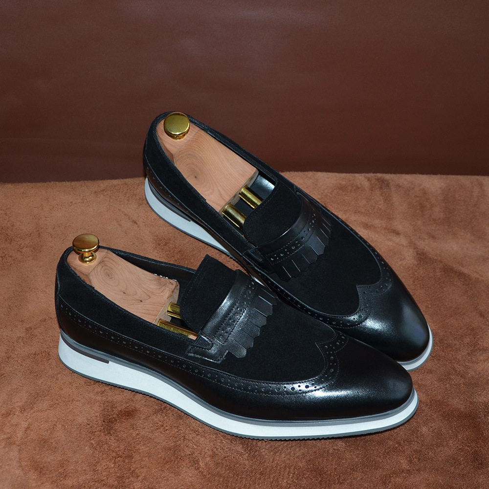 [Copy]GUYSTEP™Classic red and houndstooth breathable leather derby shoes