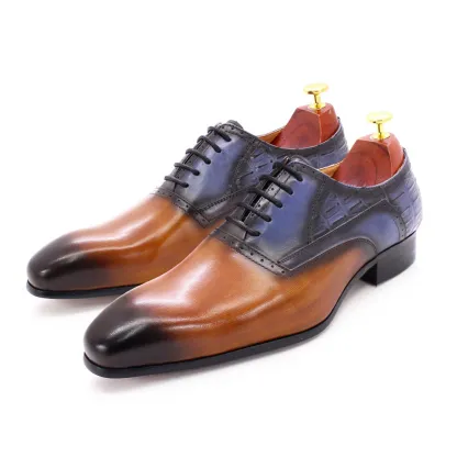 [Copy]Men's double buckle color matching genuine leather business casual shoes
