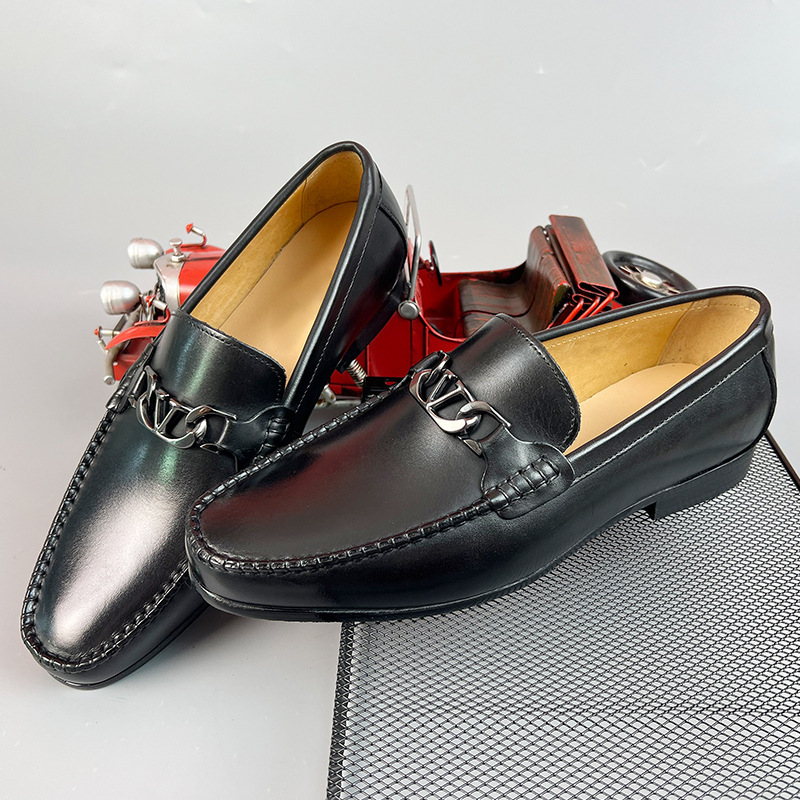Summer new top layer cowhide men's soft sole breathable casual leather shoes lazy shoes soft leather men's shoes wholesale