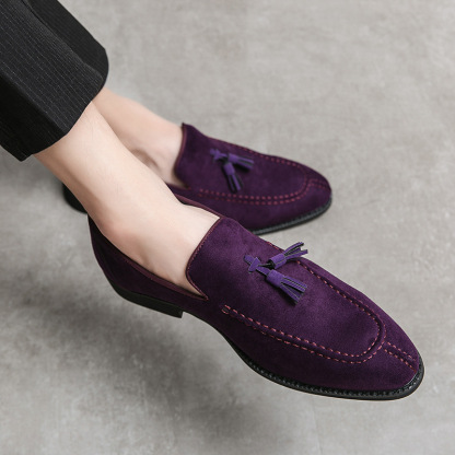 Suede Fashion Tassel Purple Loafers