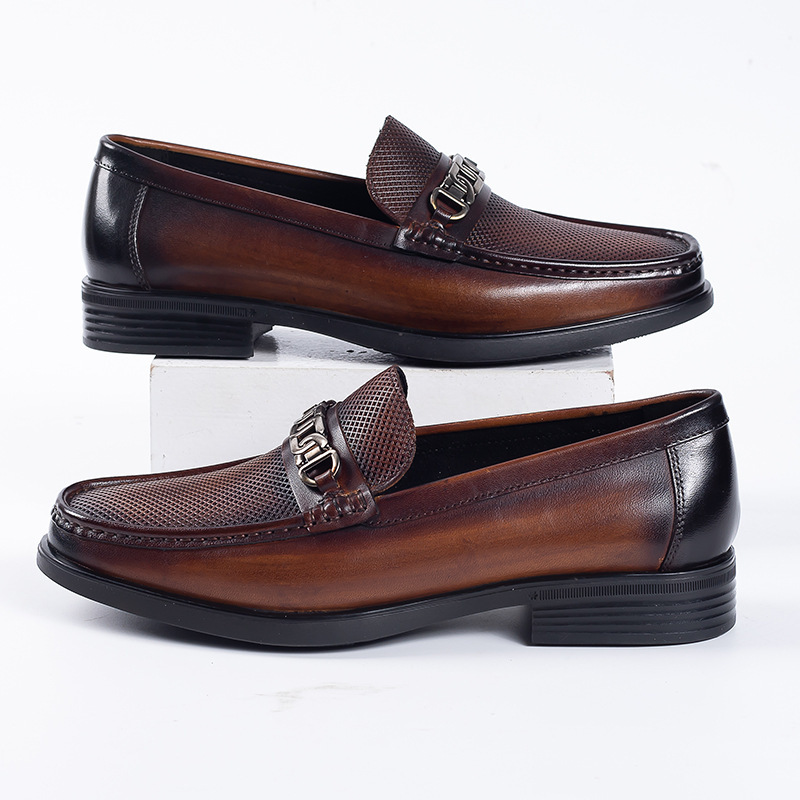 Men's shoes men's leather shoes summer new genuine leather breathable slip-on casual leather shoes loafers business leather shoes