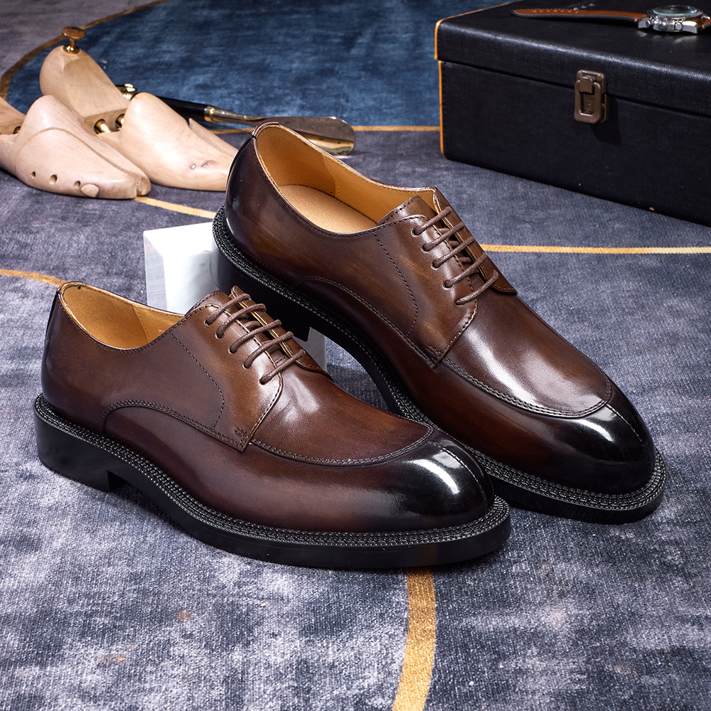 Derby shoes Men's genuine leather cowhide handmade leather shoes