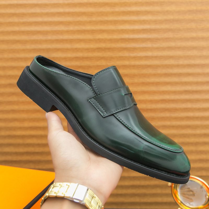 Men's thick-soled slip-on casual leather shoes