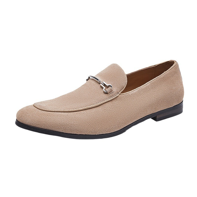 British style summer leisure slip-on lazy leather shoes business genuine leather suede loafers frosted breathable