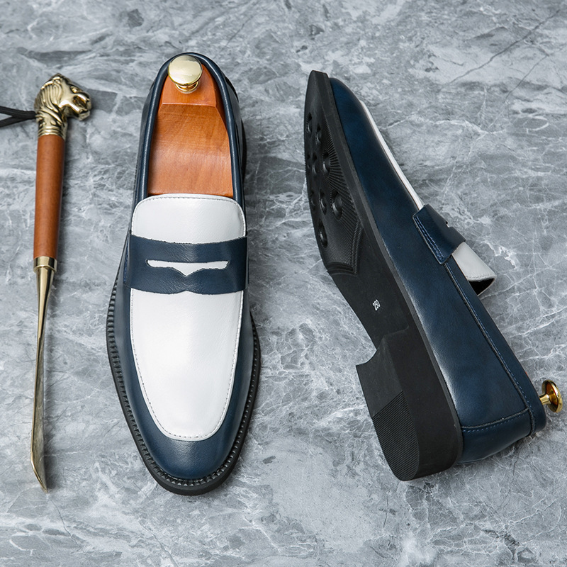Men's simple colorblock design casual loafers
