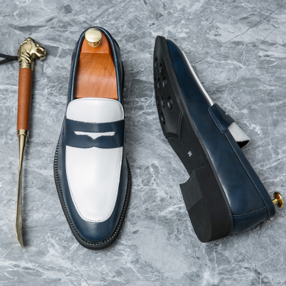 Men's simple colorblock design casual loafers