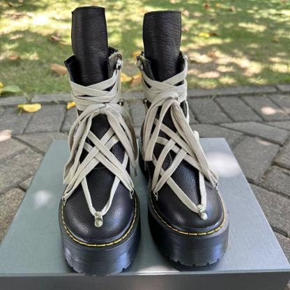 RO joint thick-soled lychee-grained joint Martin boots for men and women with side zippers, top-layer cowhide boots, motorcycle high street shoes