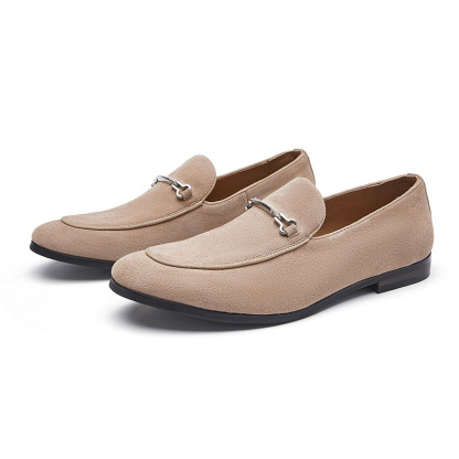 British style summer leisure slip-on lazy leather shoes business genuine leather suede loafers frosted breathable