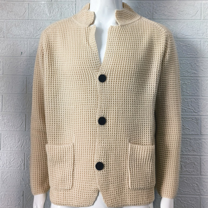 European and American sweaters men's slim stand collar knitted cardigan autumn and winter jacket cross-border Amazon Europe station large size men's clothing