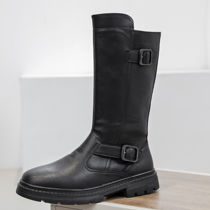 High-top Martin boots men's genuine leather cowhide parade boots knight leather boots men's long boots thick-soled cowboy boots 88056