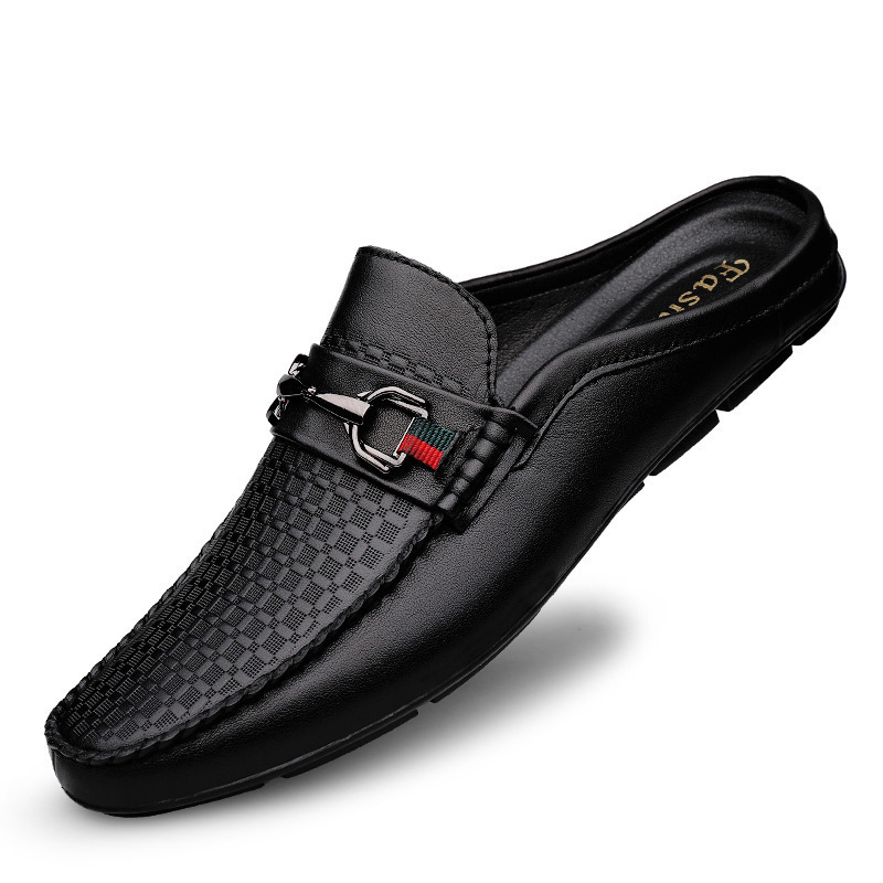 Men's fashionable metal buckle casual slip-on mules