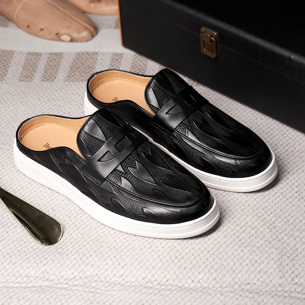 2024 Loafers Cowhide Men's Shoes with Double Toe Slippers Outdoor Casual Men's Shoes Factory Cross-border Supply