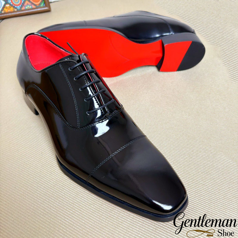 Red bottom genuine leather lace-up men's versatile leather shoes