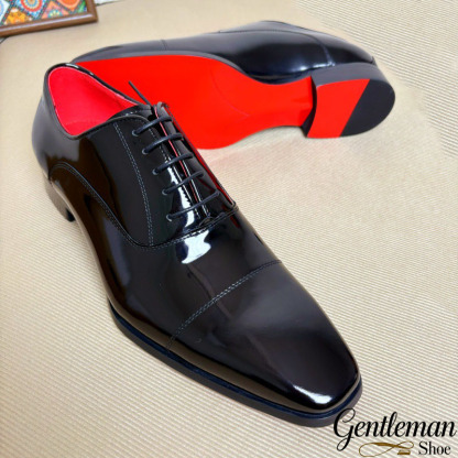 Red bottom genuine leather lace-up men's versatile leather shoes