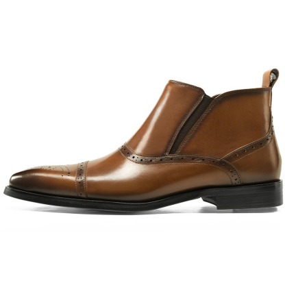 Martin boots men's high top shoes carved leather men's shoes small square head Korean Chelsea men's boots shoes shoes men
