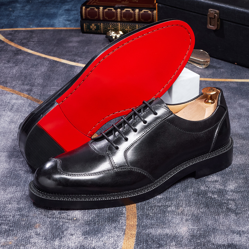 Men's Brown Genuine Cowhide Shoes Retro Trendy British-Style for Business & Casual